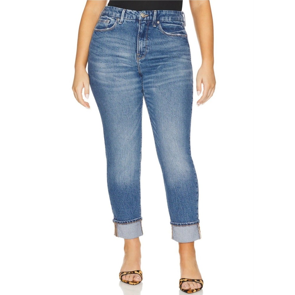 Good American‎ The Weekender Cuffed Jeans Straight Leg Size 10/30